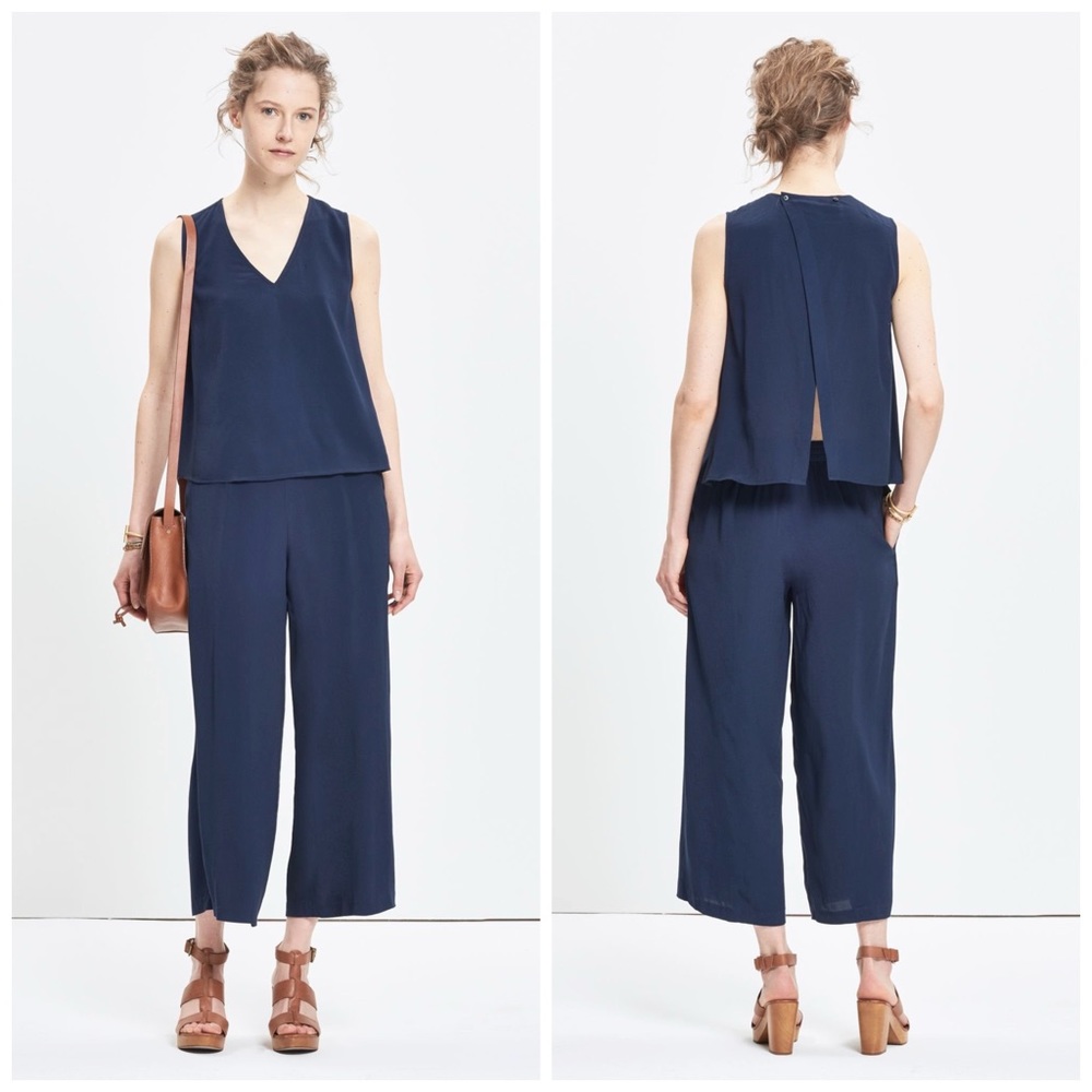 Madewell Navy Wide Leg Jumpsuit